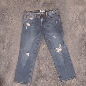 Aeropostale Women's Cropped Distressed Jeans - Blue